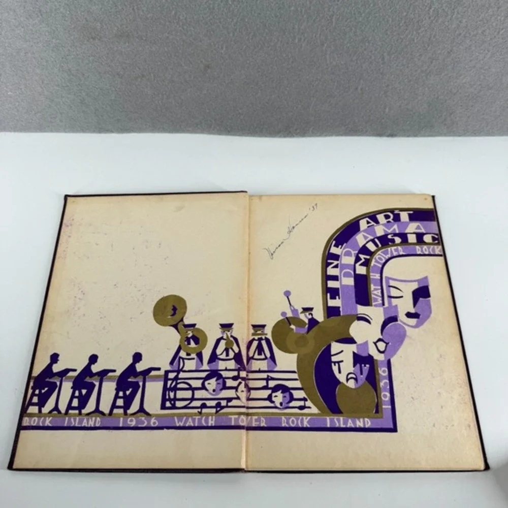 1936 Rock‎ Island HIGH SCHOOL Rock Island IL Illinois Yearbook Watchtower Signed